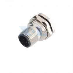 M12 Male Panel Socket Front Fastened Solder Cup/PCB M16/PG9 Thread