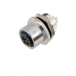 M12 Female Panel Socket Rear Fastened Solder Cup/PCB M16/PG9 Thread