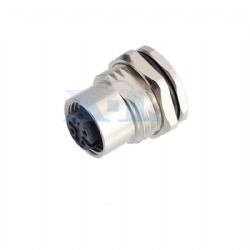 M12 Female Panel Socket Front Fastened Solder Cup/PCB M16/PG9 Thread