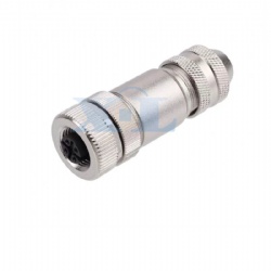 M12 Female Field Wireable Straight Cable Plug Metal Shell