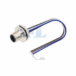 M12 Male Panel Socket Rear Fastened with Wires, PG11 Thread