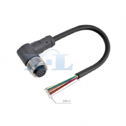 M12 Female Angled Molding Cables, Unshielded/Shielded